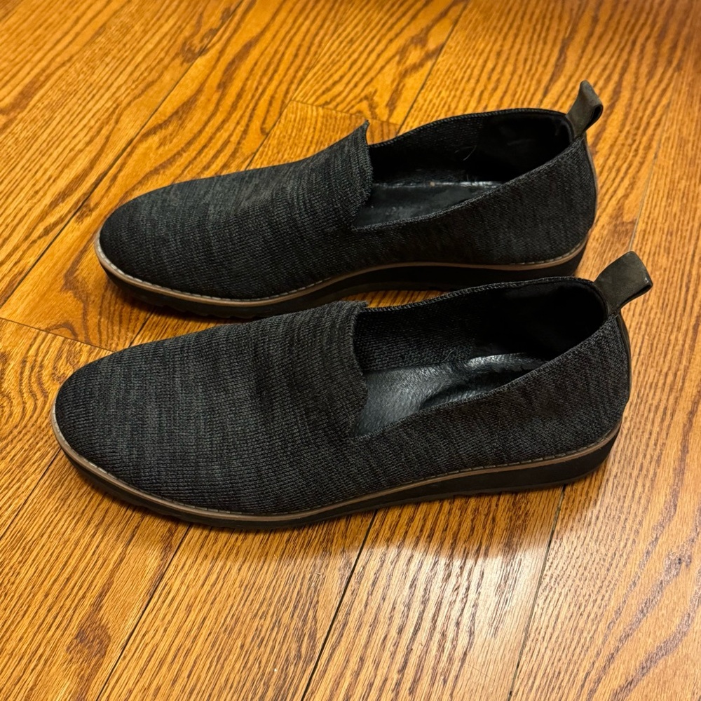 Eileen Fisher Shoes Nova Knit Stretch Loafers Woven Black Chunky Basic Size 10 - Picture 4 of 11